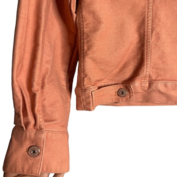 Issac Mizrahi Live! Women's Coral Pink Sherpa Stretch Denim Jacket - Picture 7 of 9